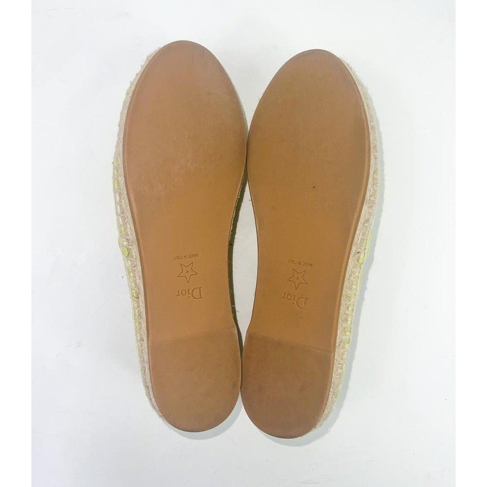 Authentic Christian DIOR Granville Lime Green Floral Flat Espadrilles Si… - Picture 12 of 17
